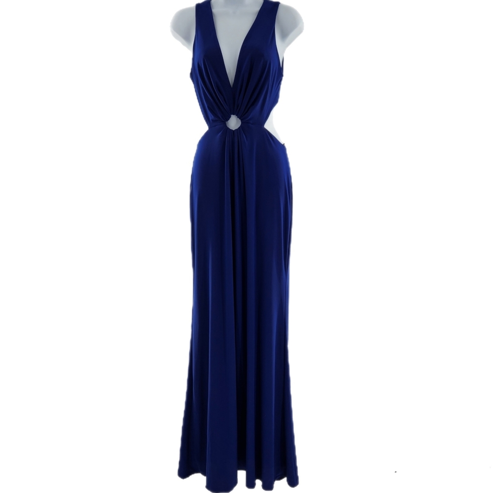 Betsey & Adam Royal Blue Cut Out Sleeveless Gown Womens Size 2